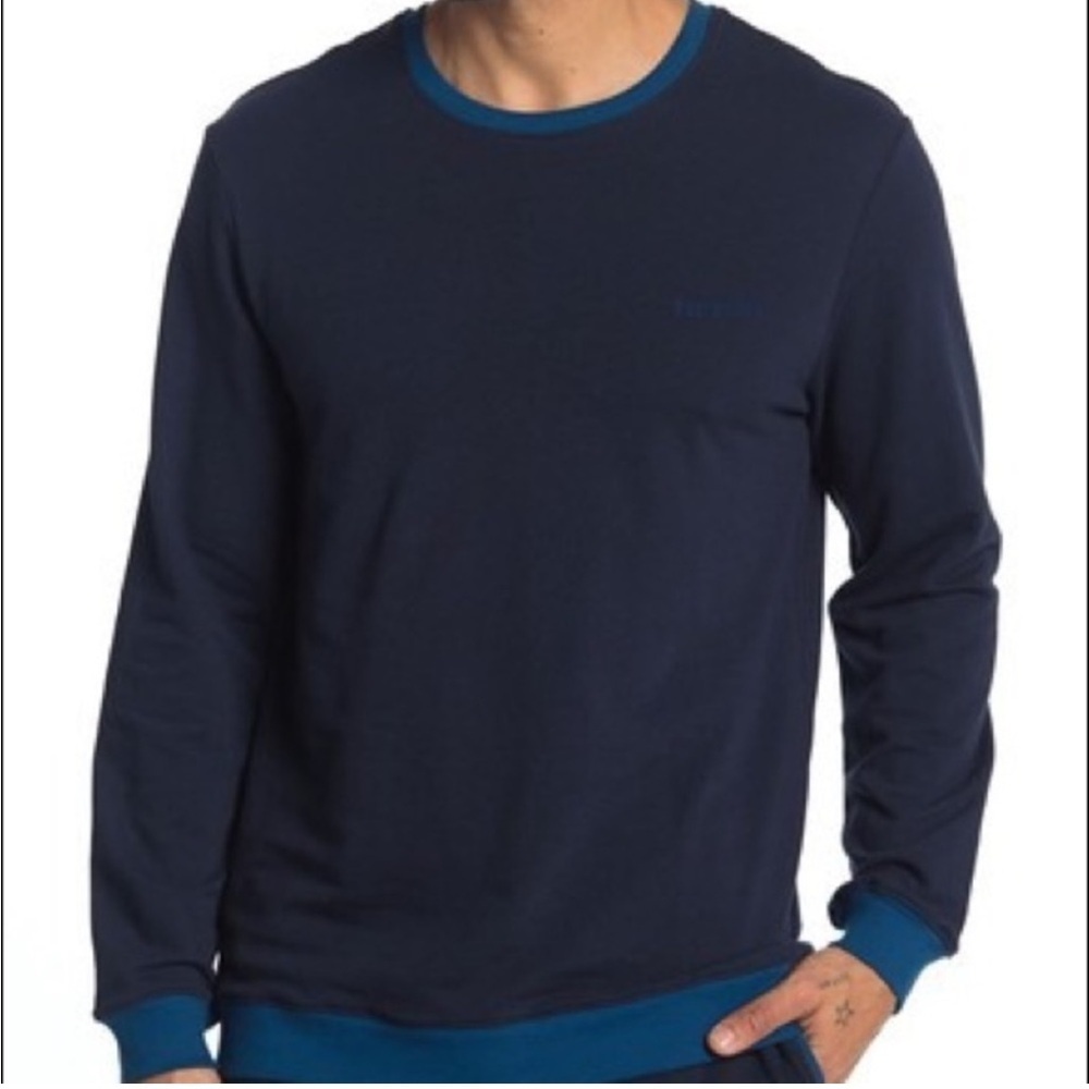 Ted Baker London Mens Blue Contrast Crew Neck Sweater Sweatshirt‎ Sz XL